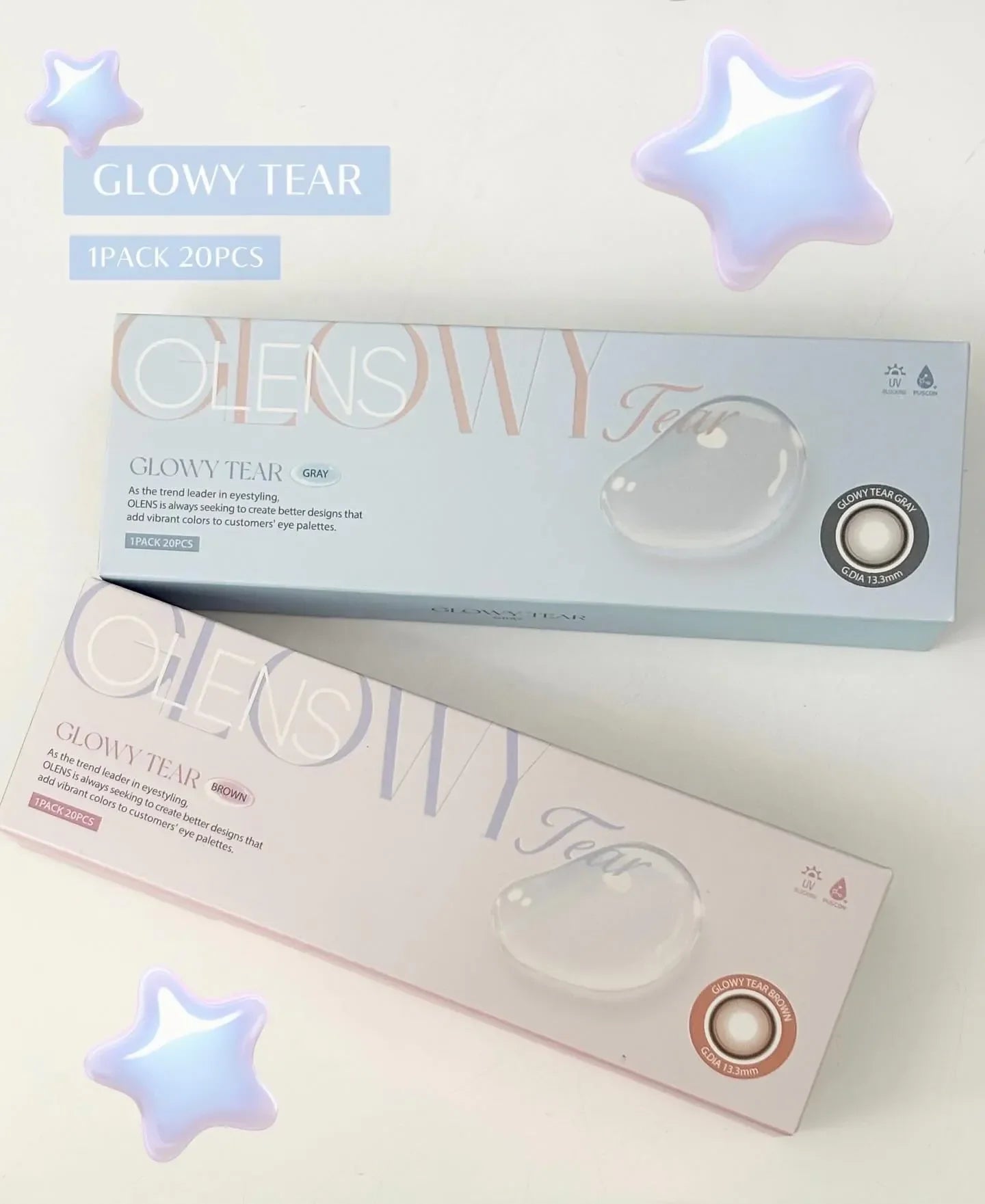 OLENS Glowy Tear Gray (DAILY/20P)-MASHED POTATO UK | Colour Contact Lens