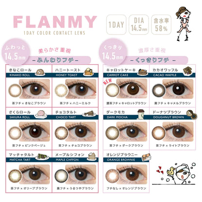 Flanmy Shell Sand Brown (DAILY/10P) Mashed Potato Company Colored Contact Lenses